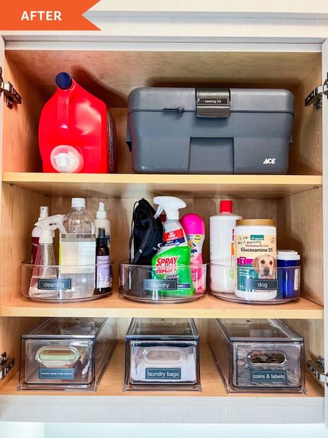 Organizing Storage, Medicine Cabinet Organization, Organized Pantry, House Organisation, Laundry Room Cabinets, Home Organisation, Supplies Organization, Professional Organizer, Cabinet Organization