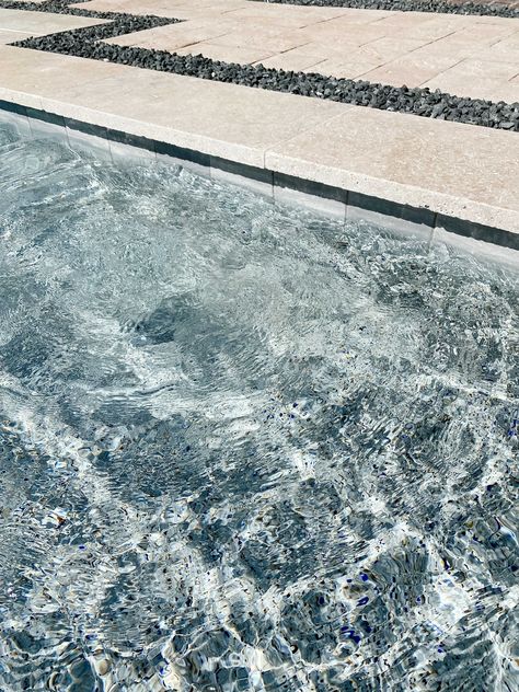 Pool is Finished! - Crazy Wonderful Grey Pool Tile Waterline, Marquis Pool Finish, Grey Opal Pool Liner, Grey Waterline Tile For Pool, French Gray Plaster Pool, Waterline Pool Tile 2023, Grey Pool Decking, Modern Pool Remodel, Waterline Pool Tile 6x6