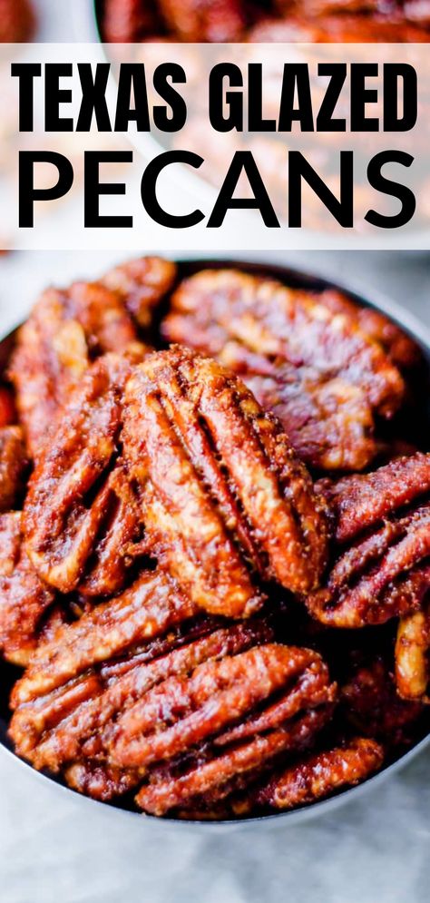 A bowl of texas glazed pecans. Fried Pecans Recipe, Sweet And Spicy Nuts Recipe Pioneer Woman, Sweet And Salty Pecans Recipe, Candy Pecans Recipe Easy, Savory Roasted Pecans, Glazed Almonds Recipe, Cinnamon Pecans Recipe, Glazed Pecans Recipe, Fried Pecans