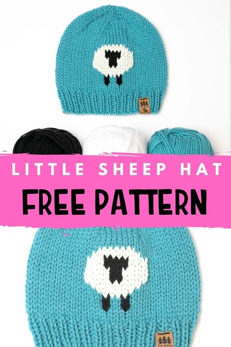 Little Sheep Beanie Hat Free Knitting Pattern Baby Children Women Men Knitted. Available for free on our blog (www.foxandpinestitches.com) or purchase the ad-free printable version in our shop (www.foxandpinestitches.etsy.com) Knit Animal Hat Patterns Free, Knitted Sheep Hat Pattern Free, Sheep Hat Knitting Pattern, Sheep Hat Knitting Patterns Free, Free Knitting Pattern For Childs Bobble Hat, Childs Bobble Hat Knitting Pattern Free, Girls Hat Pattern, Halloween Knitting Patterns, Halloween Knitting