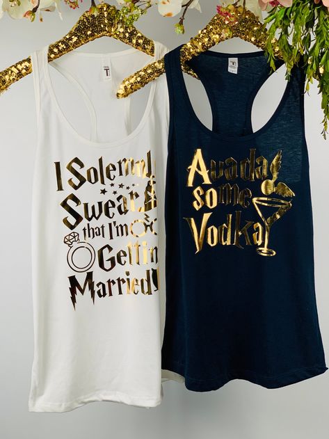 Harry Potter Bachelorette Tank Top Harry Potter Bachelorette Party, Harry Potter Bachelorette, Funny Bachelorette Shirts, Bride Bachelorette Shirts, Bachelorette Tanks, Bachelorette Party Tanks, Bridesmaid Shirt, Getting Hitched, Party Tank Top