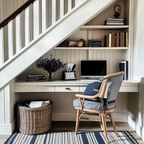 20 Clever Under Stairs Nook Ideas for Small Space Living Stairs Nook, Under Stairs Nook, Stair Nook, Laundry Nook, Hidden Pantry, Music Corner, Reading Corners, Cozy Reading Corners, Nook Ideas