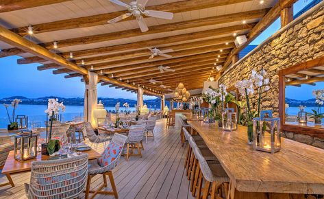 Gallery - Buddha-Bar Beach Mykonos | Santa Marina, Mykonos Beach Restaurant Design, Rooftop Restaurant Design, Sand House, Buddha Bar, Beach Patio, Glamping Resorts, Beach Lounge, Resort Design, Restaurant Concept