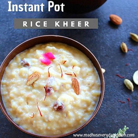 Instant Pot Kheer | Indian Rice Pudding Rice Pudding Pressure Cooker, Instant Pot Indian Rice, Instant Pot Khichdi, Ayurvedic Rice Pudding, Instant Pot Kheer, Indian Rice Pudding, Rice Kheer, Kheer Recipe, Food Stamps