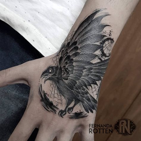 101 Amazing Crow Tattoo Designs You Need To See! | Outsons | Men's Fashion Tips And Style Guide For 2020 Crow Tattoo Hand, Crow Hand Tattoo Men, Crow Hand Tattoo, Raven Hand Tattoo, Raven Tattoo Ideas For Men, Crow Tattoo Meaning, Crow Tattoo For Men, Celtic Raven Tattoo, Black Crow Tattoos