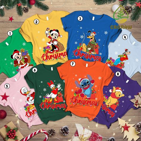 Disney Character Christmas Shirt Disney Christmas Shirts Family, Pooh Bear Christmas, Disney Christmas Outfits, Disney Characters Christmas, Disney Time, Disneyland Christmas, Disney Christmas Shirts, Very Merry Christmas Party, Disneyland Outfits