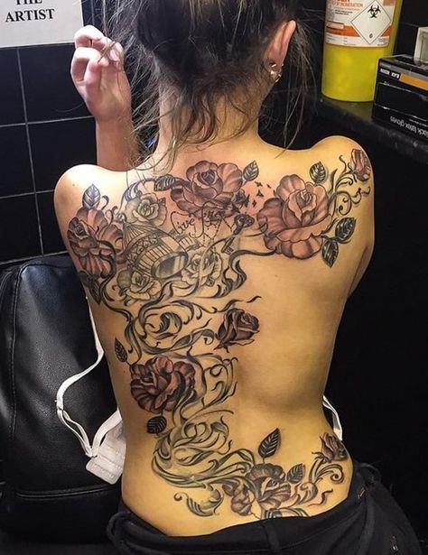 back tattoo Full Back Tattoo, Back Tattoo Ideas, Girl Back Tattoos, Flower Tattoo Back, Ribbon Tattoos, Full Back Tattoos, Intricate Tattoo, Octopus Tattoo, Tattoo Women