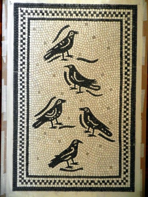 Mosaic Rugs, Best Kitchen Design, Black And White Birds, Mosaic Birds, Roman Mosaic, Mosaic Tile Art, Mosaic Art Projects, White Mosaic, Mosaic Ideas