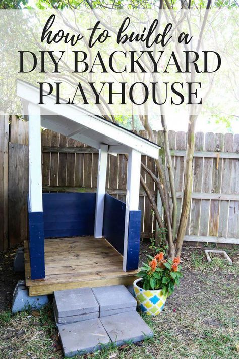 How to build an adorable backyard playhouse for your toddler or child. It's affordable, easy, and such a fun addition to your backyard! #toddlerplayhouse #kidsoutdoorplayhouse Diy Backyard Play, Toddler Outdoor Playhouse, Diy Outdoor Playhouse, Kids Playhouse Outdoors, Backyard Fort, Outdoor Playhouse, Outdoor Cabana, Kids Forts, Toddler Outdoor