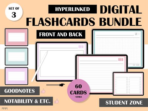 Digital Flashcards bundle Exam Study cards for Student planner College planner Study flash cards Goodnotes planner template Ipad planner PDF Goodnotes Planner Template, Digital Flashcards, Planners For College Students, Study Cards, College Life Hacks, Ipad Planner, Planner Pdf, Planner Set, College Planner