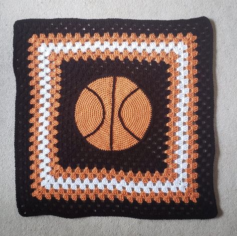 Crochet Baseball Blanket Pattern Free, Crochet Basketball Blanket, Basketball Crochet Pattern, Crochet Basketball Pattern Free, Basketball Crochet, Baseball Crochet, Crochet Basketball, Crochet Characters, Chevron Afghan