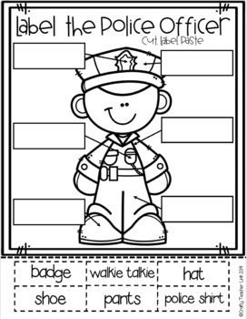 Safety Community Helpers Preschool, Police Officer Math Activities Preschool, Police Officer Worksheets Preschool, Community Helpers For Preschool, Community Helper Art For Toddlers, Police Officer Crafts For Toddlers, Police Preschool Crafts, Pre K Community Helpers Activities, Police Theme Preschool