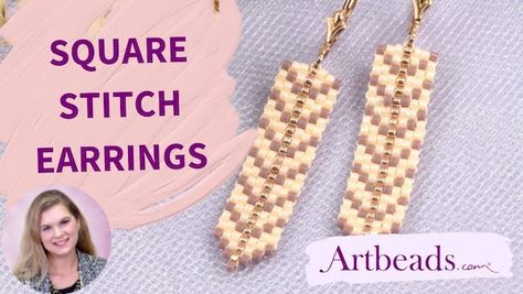 Flat Square Stitch Beading Patterns, Square Stitch Beading Patterns, Square Stitch Beading, Seed Bead Designs, Native Patterns, Seed Bead Patterns Free, Bead Looming, Free Beading Tutorials, Free Jewellery Making Tutorials