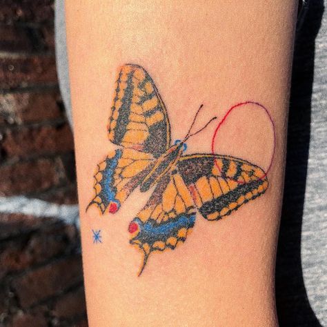 Done at @thelarivertattooco #butterfly #butterflytattoo Artsy Butterfly Tattoo, Colored Butterfly Tattoo, Butterfly Tattoo Color, 3 Tattoo, Tat Ideas, Beauty Tattoos, Tiny Tattoos, Butterfly Tattoo, Color Tattoo