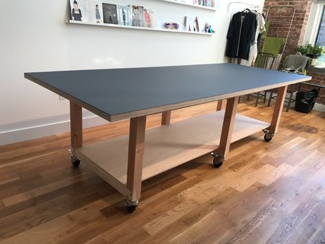 Rolling Work Table, Large Work Table, Studio Work Table, Atelier Table, Seamstress Studio, Creative Studio Space, Art Studio Storage, Design Studio Workspace, Home Atelier