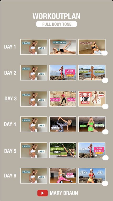 Mary Braun Workout Plan, Pilates Plan 30 Day, Home Work Out Plan, Get In Shape For Women, Pilates Workout Plan, Push Workout, Full Body Workout Routine, Youtube Workout, Weekly Workout Plans