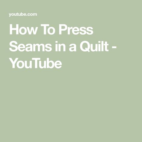 How To Press Seams in a Quilt - YouTube Quilt Ideas, Quilt Pattern, Quilt Patterns, Quilting, Pattern, Quilting Patterns