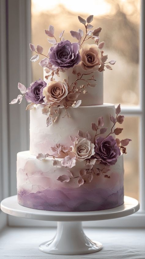 Cake Designs Elegant, Lavender And Blush Wedding, Blush Wedding Cake, Wedding Cake Designs Elegant, 2 Tier Wedding Cakes, Cake Pretty, Blush Wedding Cakes, Wedding Cake Servings, Pretty Wedding Cakes