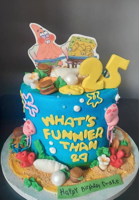 25th Birthday Cake For Him Spongebob, 25 Birthday Spongebob Cake, Funnier Than 24th Birthday, What’s Funnier Than Cake, Whats Funnier Than 24 Cake, Spongebob 25 Birthday Cake, Spongebob 24th Birthday, Sponge Bob 25 Birthday Cake, 25 Spongebob