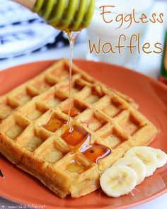 eggless-waffles-recipe These are easy and so good~b Eggless Waffle Recipe, Eggless Cakes, Vegan Waffles, Sweet Potato Waffles, Waffle Maker Recipes, Toddler Foods, Plain Cake, Eggless Desserts, Waffle Sandwich