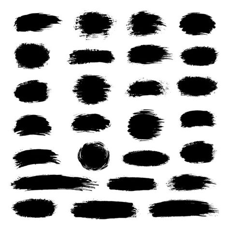 Collection of black paint, ink brush str... | Premium Vector #Freepik #vector #texture #brush #grunge #black Graphic Texture, Vector Texture, Black Grunge, Black Circle, Ink Brush, Paint Strokes, Background Black, Ink Stain, White Ink