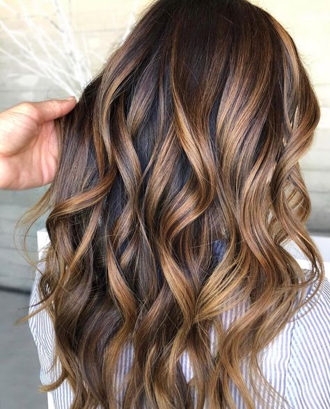 Mahogany Lowlights, Brown Caramel Highlights, Mocha Balayage, Warm Brunette Hair Color, Cinnamon Balayage, Brunette Hair Color Ideas, Burgundy Balayage, Ash Balayage, Honey Highlights