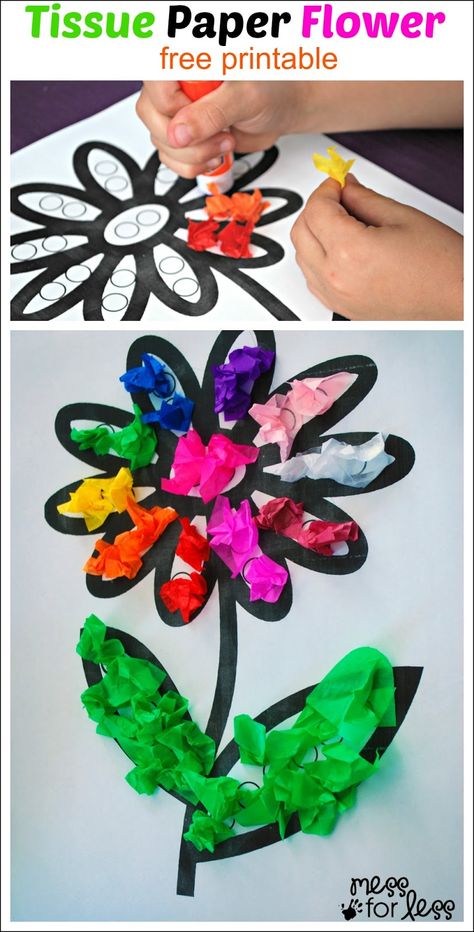 Special Ed Crafts, Aktiviti Tadika, Spring Flower Crafts, Letter Learning, Tissue Paper Crafts, Paper Flower Art, Spring Preschool, Spring Kids, Spring Crafts For Kids