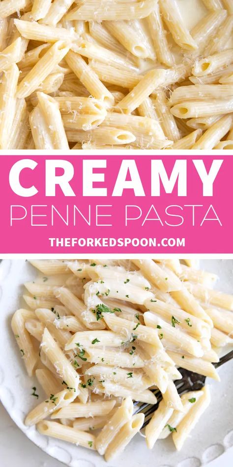 Penne Recipes Easy, Pasta Side Dishes For Pork, Creamy Penne Pasta Recipes, Cheesy Penne Pasta, Garlic Butter Cream Sauce, Easy Penne Pasta Recipes, Creamy Penne Pasta, Blintzes Recipe, Penne Pasta Recipe