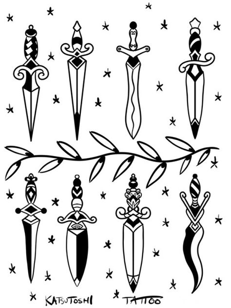 Dagger tattoo ideas Small Dagger Tattoo, Traditional Dagger Tattoo, Knife Tattoo, Herz Tattoo, Flash Tattoo Designs, Octopus Tattoo, Old School Tattoo Designs, Dagger Tattoo, Traditional Tattoo Art