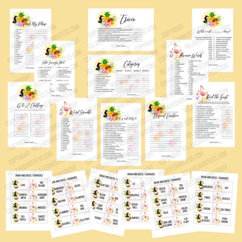 Luau Party Decorations Bring a Little Bit of Hawaii to Your Day – Relaxed Hostess Christmas Luau Party, Luau Games, Christmas Luau, Luau Party Games, Luau Party Food, Hawaiian Crafts, Luau Decorations, Birthday Party Props, Find The Guest