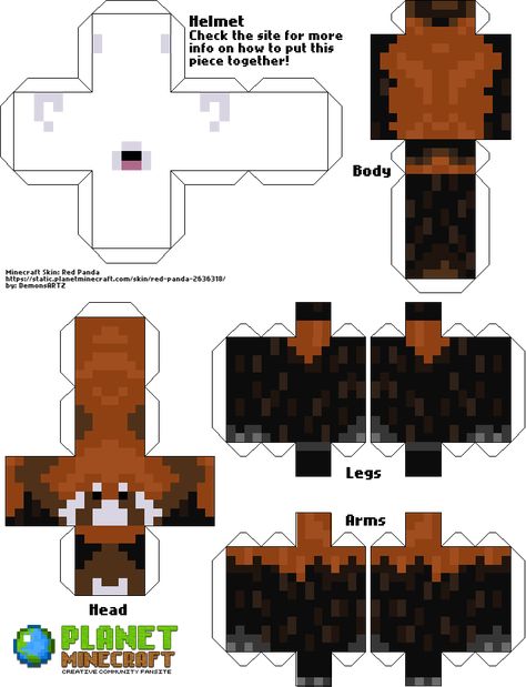 Create papercraft of Red Panda Minecraft Skin Minecraft Karakter, Minecraft Skins Red, Papercraft Minecraft Skin, Minecraft Sheep, Minecraft Dogs, Minecraft Printables, Animal Templates, Diy Minecraft, Paper Doll Template