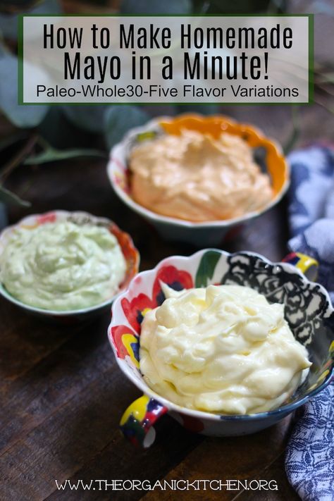 How to Make Perfect Mayo in a Minute! #homemademayonnaise #paleo #whole30 #keto #chipotlelime #mayoinaminute Immersion Blender Mayo, Immersion Blender Recipes, Healthy Mayonnaise, Paleo Sauces, Homemade Mayo, Homemade Condiments, Homemade Mayonnaise, Organic Kitchen, Immersion Blender