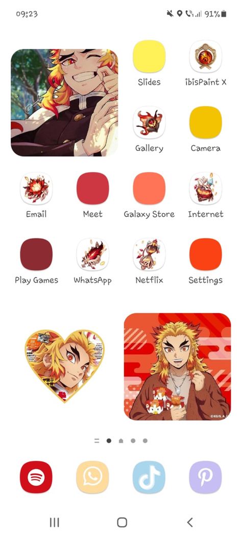 Kny Homescreen, Rengoku Homescreen, Homescreen Homescreen, Lockscreen And Homescreen Wallpaper, Mouth Anime Aesthetic, Ipad Themes, Lockscreen And Homescreen, Rengoku Demon, Android Homescreen