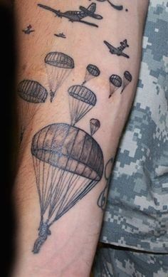 Airborne Tattoos, Patriotic Tattoos, Army Tattoos, Military Tattoos, Forearm Tattoo Design, American Tattoos, Dad Tattoos, Up Tattoos, Back Tattoos