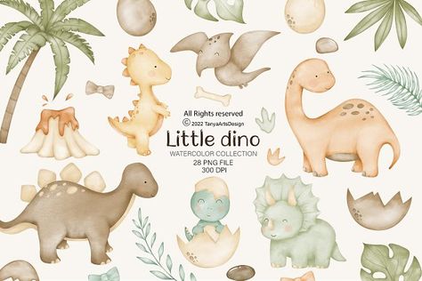 Dinosaurs Illustration, Dinosaurs Clipart, Foto Kids, Cute Dinosaurs, Teddy Bear Clipart, Baby Shower Clipart, Dinosaur Illustration, Unicorns Clipart, Watercolor Baby Shower