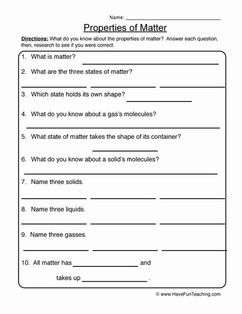 Matter Anchor Chart, Teaching Matter, Physical Properties Of Matter, Changes In Matter, Matter Activities, States Of Matter Worksheet, 5th Grade Worksheets, Matter Worksheets, Biology Worksheet