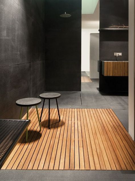 Design Diary | A Case For Natural Wood Flooring In The Bathroom | Drummonds Teak Bathroom, Tub Tray, Natural Wood Flooring, Bad Design, Shower Tray, Wet Rooms, Shower Floor, Beautiful Bathrooms, Shower Room