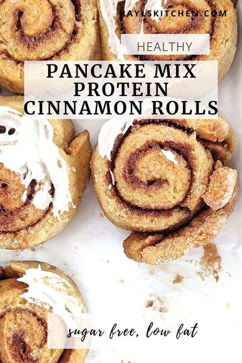 Kodiak Cake Cinnamon Rolls, Kodiak Cinnamon Rolls, Kodiak Pancake Mix Recipes With Protein Powder, Low Sugar High Protein Breakfast, Pancake Mix Cinnamon Rolls Recipe, Kodak Protein Pancakes, Protein Cinnamon Muffins, Flourish Pancake Mix Recipes, Kodiak Protein Pancake Mix Recipes