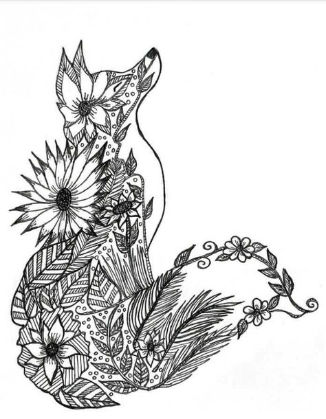 Detailed Fox Coloring Pages For Adults - Cute Fox Coloring Pages Ideas for Kids Lukisan Haiwan, Coloring Pictures Of Animals, Fox Coloring Pages, Mandalas Painting, Detailed Coloring Pages, Mandalas Drawing, Mandala Coloring Books, White Drawing, Adult Coloring Book Pages