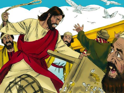 Jesus overturned the tables of the corrupt money changers. He overturned the benches of those selling doves. – Slide 3 Jesus Miracles Pictures, The Presentation Of Jesus In The Temple, Luke 19:1-10 Zacchaeus Activities, Jesus In The Temple As A Boy, Jesus Cleanses The Temple, Repressed Anger, Luke 10:38-42 Mary And Martha, Black Jesus, Free Stories