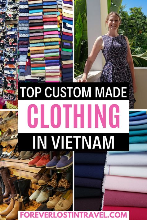 Get custom made clothes in Vietnam by choosing your own design, pattern and style. Here's how to get dresses made in Vietnam and other clothing items including all the must know tips and tricks #foreverlostintravel #Vietnam #clothes #custommadeclothing #HoiAn #travel #travelinspiration Vietnam Outfit Ideas Women, Vietnam Travel Outfit Ideas, Packing For Vietnam For Women, Vietnam Fashion Outfits, What To Wear In Vietnam, Vietnam Vacation Outfits, Hoi An Tailor Clothes, Vietnam Travel Outfit, Vietnam Outfit Ideas