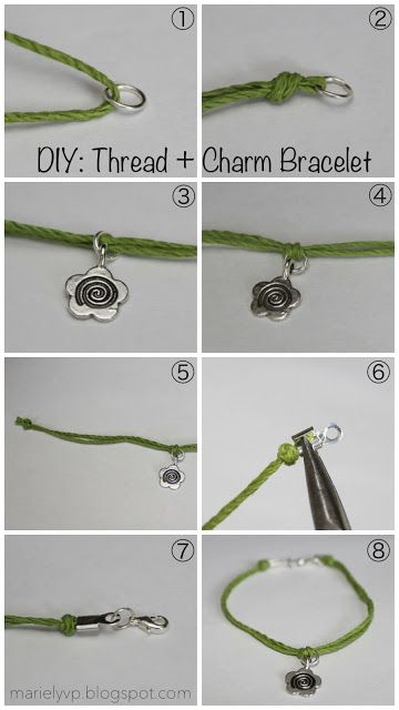 Sensational Creations: DIY: Thread + Charm Bracelets Thread Bracelets Tutorial, Embroidery Thread Bracelets, Kids Charm Bracelet, Floss Bracelets, Books Crafts, Diy Bracelets With String, Random Tips, Handmade Charm Bracelets, Homemade Bracelets