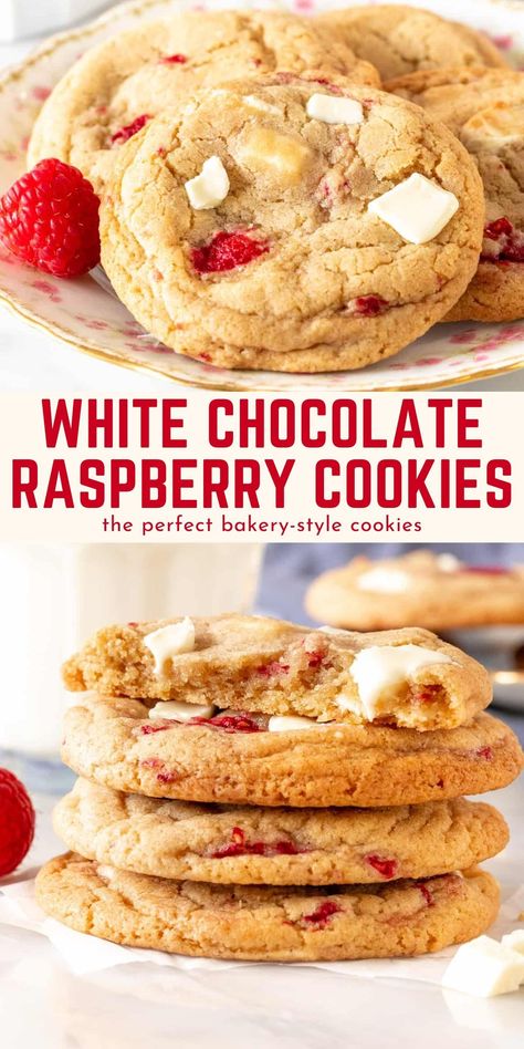 White Chocolate Raspberry Cookies, Chocolate Raspberry Cookies, Raspberry White Chocolate Cookies, Raspberry Recipe, Raspberry And White Chocolate, Raspberry White Chocolate, Recipe Cookies, Raspberry Cookies, Raspberry Recipes