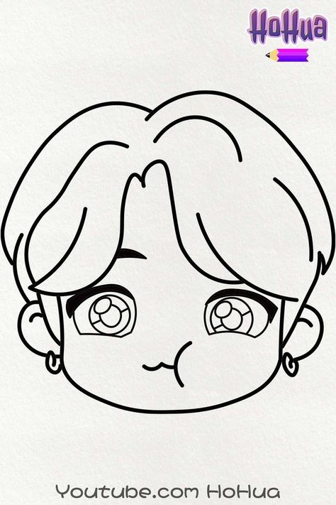 Jimin Sketch Easy, Jimin Outline Drawing, Jimin Outline, Bts Cute Drawings, Bts Line Art, Jimin Sketch, Chibi Jimin, Line Art Coloring, Tiny Tan