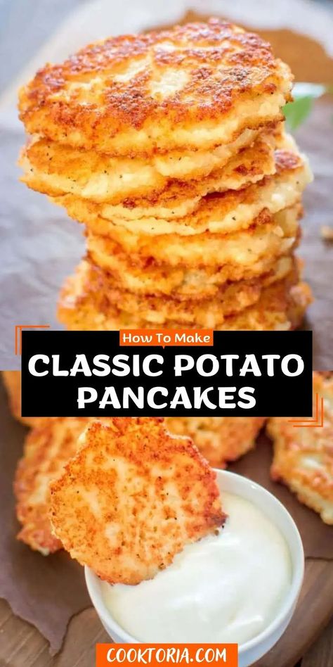 Baked Potato Pancakes, Easy Potato Pancake Recipe, Homemade Potato Pancakes, Wedges Potato, Potato Pancakes Easy, Mashed Potato Pancakes, Potato Cakes Recipe, Potatoe Pancake Recipe, Potato Fritters