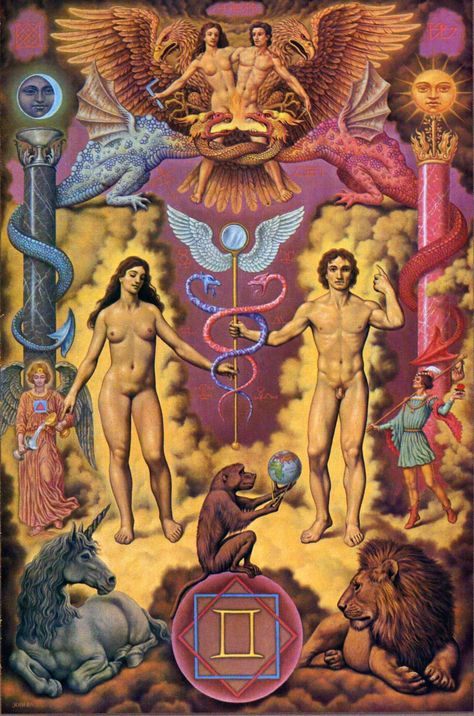 Alchemy Art, Esoteric Art, Shiva Shakti, Occult Art, Zodiac Art, Adam And Eve, Visionary Art, Spiritual Art, Sacred Geometry