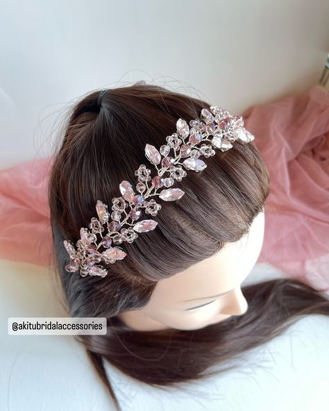 “Inspired by the beautiful Peony flower, I created this pink bridal headpiece.”!!💕🌸✨#bridalaccessories #weddingaccessories #bridalheadpiece #bridalhairpiece #handmade #canadianmade #bridehairstyle Baby Hair Accessories, Pink Bridal, Old Rose, Rose Vintage, Bridal Headpiece, Bridal Hair Pieces, Peony Flower, Pink Rhinestones, Bridal Headpieces