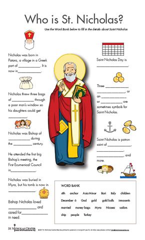 St Nicholas activity sheet Things To Print, Catholic Kids Activities, Religion Activities, St Nicholas Day, Catholic Crafts, Good Introduction, Faith Formation, Catholic Kids, St Nicolas