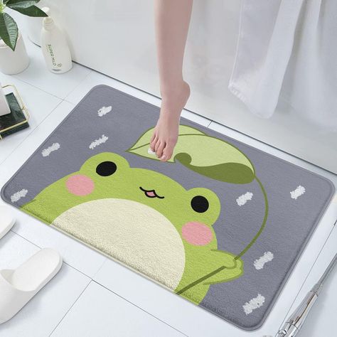 Cashmere Bathroom Mat Rug - Rubber Non-Slip Super Absorbent Washable Bathroom Rug for Tub Shower Sink Bedroom (17" Wx 27" L) Cashmere Bathroom, Frog Bath Mat, Sink Bedroom, Frog Bathroom, Washable Bathroom Rugs, Frog Decor, Bathroom Floor Mat, Bathroom Rugs And Mats, Cute Frog