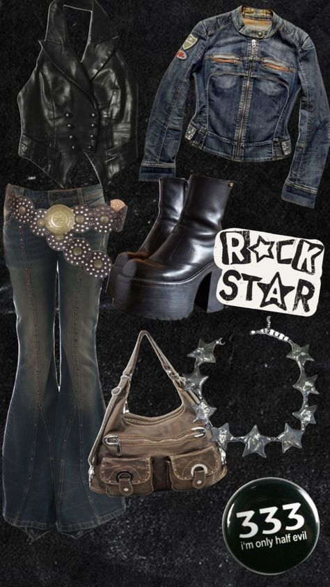 #vintage #outfitinspo #retro #80s #rockstarsgf #rockstar Alt Vintage Outfits, 80s Rockstar Gf Outfits, Rockstar Gf Fashion, Rockstar Gf Dress, Y2k Rockstar Aesthetic, Rockstar Girlfriend Outfit 90s, Girlfriends Outfits 90s, Vintage Rock Outfits, Rockstar Gf Clothes